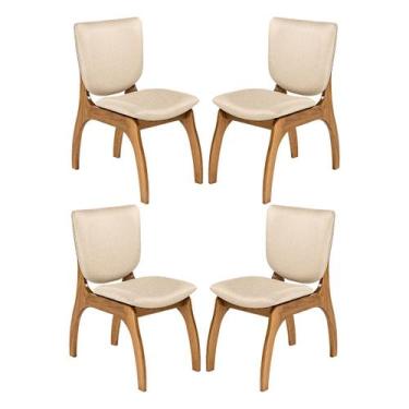 Imagem de Kit 4 Cadeiras Estofadas para Cozinha 44 x 86 Cm Irlanda Madeira Maciç
