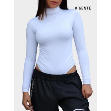 Imagem de bory body básico feminino suplex collant maiô manga longa gola alta - 