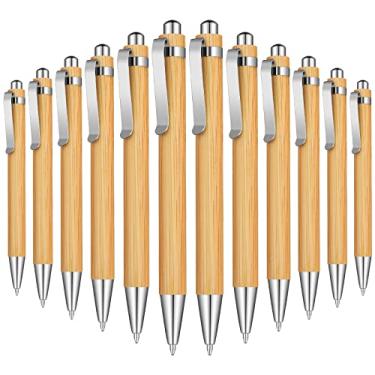 Imagem de Caneta esferográfica retrátil de bambu caneta esferográfica tinta preta canetas sustentáveis de 1 mm para escrever produtos de escritório, caneta esferográfica de bambu de madeira para diário de Natal Decoração de materiais escolares (36)