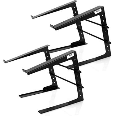 Imagem de Suporte universal portátil para laptop – 10,9 polegadas ajustável para mesa de trabalho e mesa de computador com alinhamento de altura para DJ, PC, jogos, casa ou escritório – Pyle PLPTS25X2