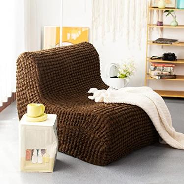 Imagem de N&V Sofá de espuma com assento único, sofá sem braço, espuma de alta densidade de uma peça, capa removível e lavável na máquina, café