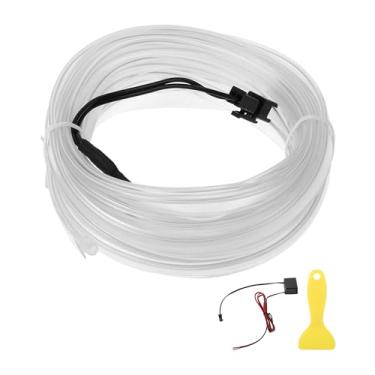 Imagem de A ABSOPRO Cabo de fio EL de 5 m LED que brilha na faixa de iluminação interior do carro, luz neon flexível para decoração de carro, fiação e motorista (12 v), azul gelo