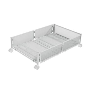 Imagem de Bothyi Armazenamento sob a cama com rodas Gaveta de armazenamento sob a cama Caixas de armazenamento multiuso de metal com alça dobrável para brinquedos e, Branco 1pcs
