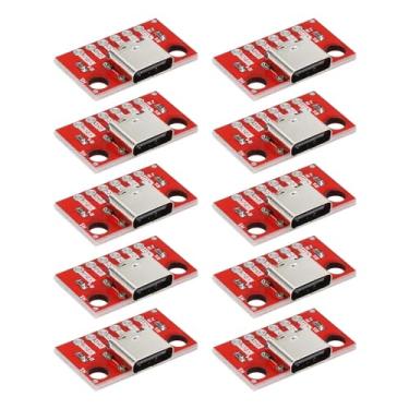 Imagem de eMagTech 10 peças USB 3.1 tipo C placa de teste fêmea placa breakout placa de teste PCB placa conversor de energia para teste de dados DIY produtos eletrônicos