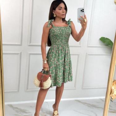 Imagem de Vestido Curto Rodado Alça De Amarrar Ajustavel Feminino - NoBrand
