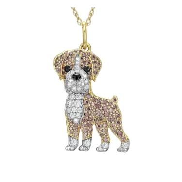 Imagem de OSCCI Colar com pingente de cachorrinho para mulheres, fofo, cristal, boxe, cachorro, pingente, joias para amantes de animais, Zinco, Cristal