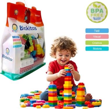 Imagem de Blocos De Montar Infantil. Facil de Montar. Brinquedo Para Montar E Encaixar. Blocos Educativo E Didático. Crie e Brinque. Blocos Grande De Montar. Bloquinhos Para Criança (Colorida, peças, 100)