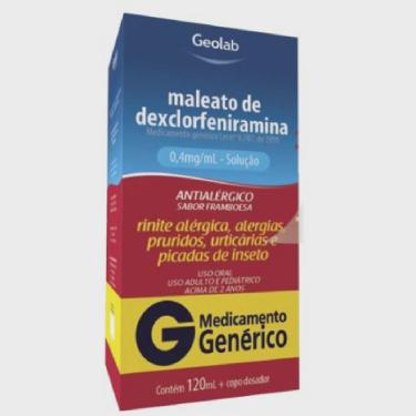 Imagem de Maleato dexclorfeniramina 0,4MG/ML solução oral com 120ML geolab generico
