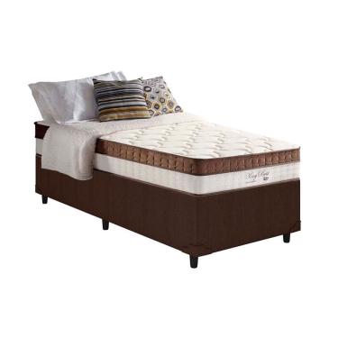 Imagem de Cama Box Solteiro: Colchão Molas MasterPocket Ensacadas Anjos New King + Base Linhão Brown(88x188)