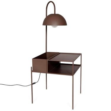 Imagem de Mesa de Cabeceira Wire Com Luminária Aço Marrom - 74657