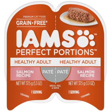 Imagem de Comida úmida para gatos Iams Perfect Portions, patê de salmão 76 mL (24x2)