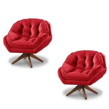 Imagem de Kit 2 Poltrona Decorativa Estofada Base Giratória Califórnia