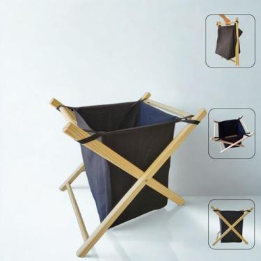 Imagem de Cesto Roupa Suja Organizador Brinquedos 45 Litros Retratil Dobravel Pr