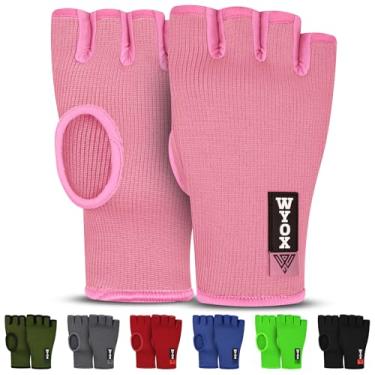 Imagem de Luvas internas para homens e mulheres com meia-luva e bandagens elásticas para proteção dos punhos. Ideais para Muay Thai, Kickboxing, MMA e artes marciais. Perfeitas para treinos. (Rosa, L/XL)