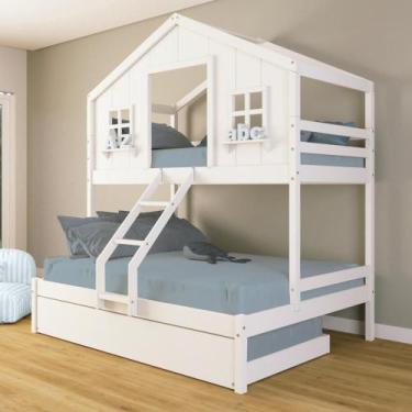 Imagem de Treliche Casal/ Solteiro Casinha dos Sonhos Madeira Maciça Branco Hous