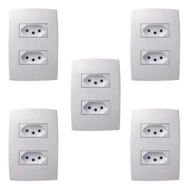 Imagem de Kit 5 Conjuntos 2 Tomadas 10A 4x2 Pial Plus 615075BC - PIAL LEGRAND