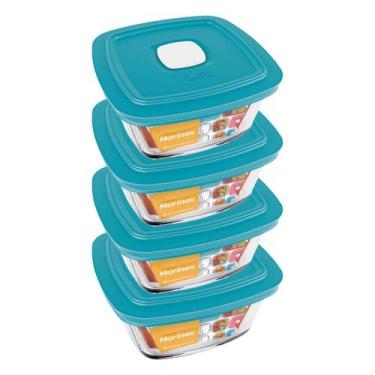 Imagem de kit 4 Pote Vidro Quadrado Facilita Com Tampa 500ml Marinex - NADIR FIG
