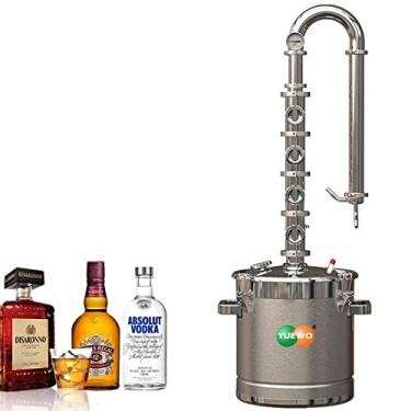 Imagem de YUEWO Coluna de refluxo de flauta de aço inoxidável 304 com copos de visão, kit de fabricação de vinho para fabricação de vinho, faça você mesmo, uísque, gin, vodka, álcool (92% ABV)