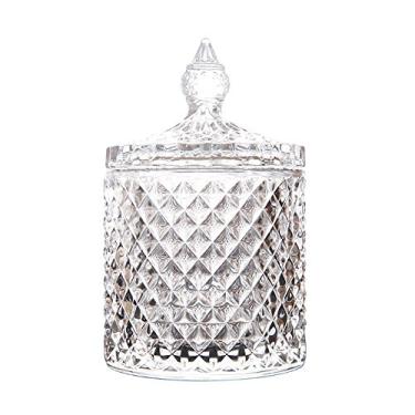 Imagem de Conjunto básico de organização de alimentos Rainie Love Home - pote de cristal facetado diamante com tampa de cristal, adequado como um prato de doces, lata de biscoito, pote decorativo para doces (transparente, 473 g)