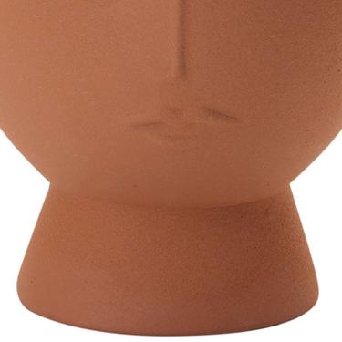 Imagem de Cachepot Decorativo Em Cerâmica Rosto Plantas Terracota 18 Cm M02 - D'rossi