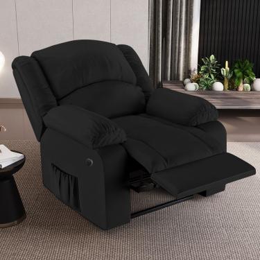 Imagem de Poltrona Do Papai Reclinável Sala De Cinema Barcelona Elétrica Pu Preto