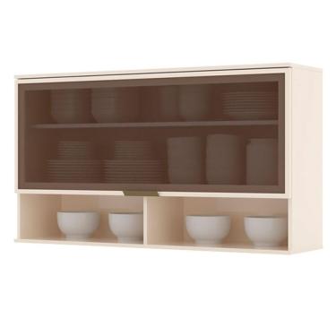 Imagem de Armário Aéreo 1 Porta Basculante De Vidro 120 Cm Connect Off White - Henn