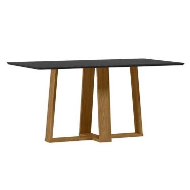 Imagem de Mesa De Jantar Rubi 160x90 Cm Com Vidro Ype Damasco Preto - New Ceval