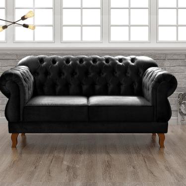 Imagem de Sofá 2 Lugares Duquesa Chesterfield Decoração Recepção Preto
