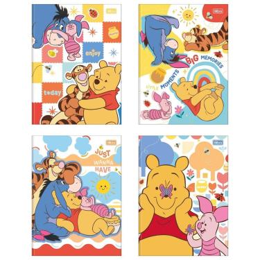 Imagem de Kit C- 4 Caderno Universitário Pooh Tilibra Capa Dura Brochura - 80 Folhas