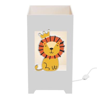 Imagem de Abajur Luminária MDF Quarto Bebê Kit Higiene Leão Lion - Neném na Nuve