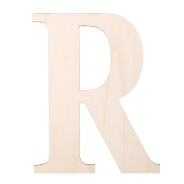 Imagem de KOOCHOICE Letras De Madeira 17", Para Decoração Parede, 1/5" Em Branco, Casa Inacabada, Pintura Faça Você Mesmo (Letra R)