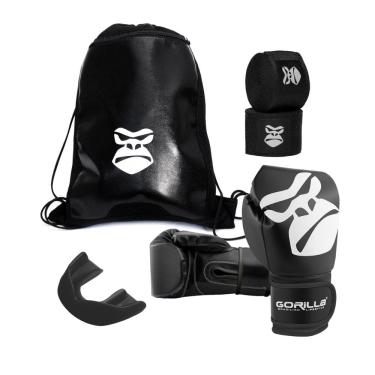 Imagem de Kit Muay Thai Luva 12 Oz Intimidating Profissional + Bandagem Boxe + Mochila Bag Bucal Gorilla