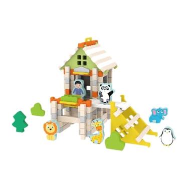 Imagem de Generic Casa de madeira DIY Conjunto de blocos de construção Engenharia Aprendizagem Brinquedo Arquitetura Blocos Construção Kit de para crianças, Jardim Zoológico