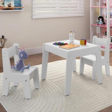 Imagem de Conjunto de Mesa com 2 Cadeiras Goiania Branco Brilho - CASA H