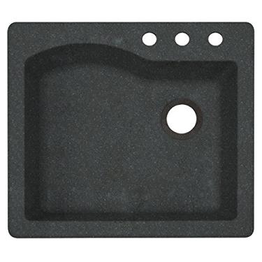 Imagem de Swanstone QZ02522SB.077-3 Pia de cozinha de granito com 3 furos, 55,88 cm x 63,52 cm, Nero