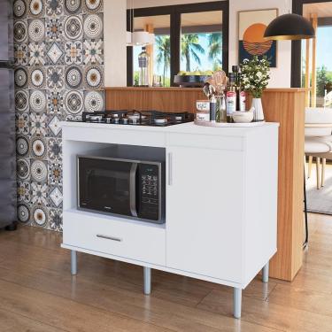 Imagem de Kit Bancada Ilha para Cozinha + Balcão Para Cooktop 1,05m 5 Bocas Turim