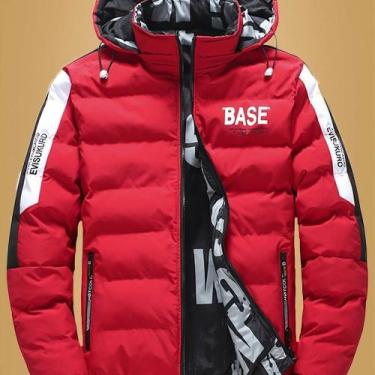 Imagem de Jaqueta Parka Masculina Dupla Face com Capuz - ElaShopp, Vermelho, G