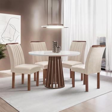 Imagem de Conjunto Mesa Tampo Redondo Plus Vidro Kansas 100cm 4 Cadeiras Arizona