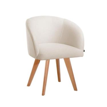 Imagem de Poltrona Base Fixa Madeira Lisa Atena - Due Decor, Linho Cru