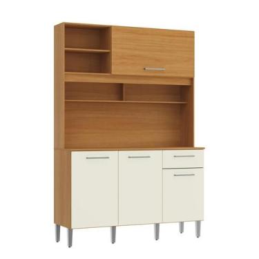 Imagem de Armário de Cozinha Lotus Balcão com Gaveta 4 Portas e Nichos - CASAMIA