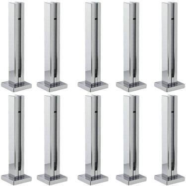 Imagem de Kit 10 Torre Guarda Corpo Pinça Para Vidro 30cm Inox FS