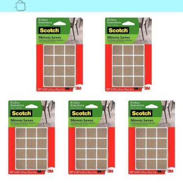 Imagem de Kit5 Feltro Adesivo Cadeira Sofá Quadrado Scotch 3M 25Mm 12U