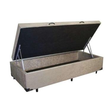 Imagem de Cama Box baú Solteiro suede 88 x 188 Bege - Colchão dos Sonhos