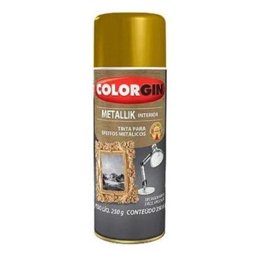 Imagem de Spray Metallik Ouro Colorgin 350ml - Tinta Acrílica para Ferro, Madeir