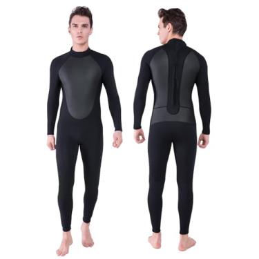 Imagem de REALON Roupa de mergulho masculina completa 3 mm neoprene mergulho mergulho natação ternos molhados térmicos com zíper frontal/traseiro água fria roupa de banho quente