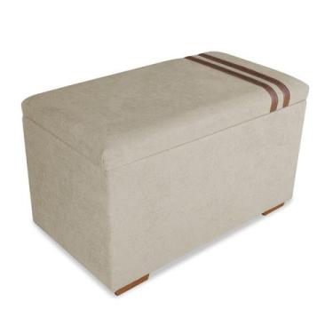 Imagem de Recamier Puff Baú Decorativo Funcional Organizador no Boucle com Cinto