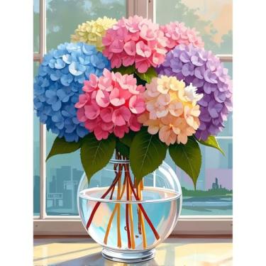 Imagem de Huacan Kit de pintura de diamante 5D para adultos flor completa broca redonda tela DIY com diamante arte foto cristal strass bordado ponto cruz decoração de parede casa 11,8x15,7 pol/30x40 cm