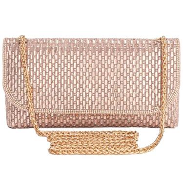 Imagem de Coucoland Bolsas clutch para mulheres, bolsas formais à noite com strass glitter festa bolsa de ombro casamento coquetel formatura, Champanhe, 8.1"L * 4.1"W * 1.2"T