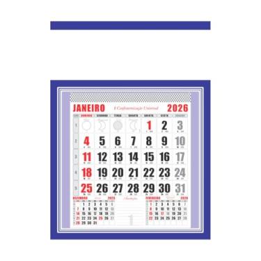 Imagem de Calendário de Parede 2026 Folhinha Comercial com Furo - Azul