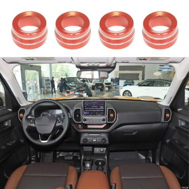 Imagem de BORUIEN Para Ford Bronco Sport 2021-2025 Ar Condicionado Dash Vent Switch Knob Cover Decor Trim 4 peças liga de alumínio (não para Bronco) (laranja)